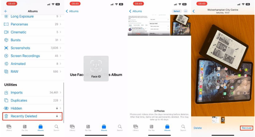 定日苹果14维修分享 iPhone14 上恢复已删除的照片 