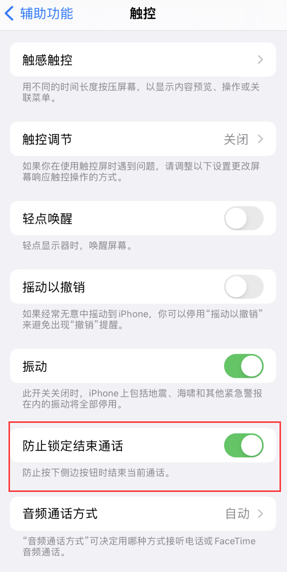 定日苹果手机维修分享iOS 16 新增“防止锁定结束通话”选项，避免不小心挂断重要电话 