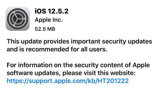 定日苹果手机维修分享iOS12.5.2发布，建议所有老苹果用户安装 